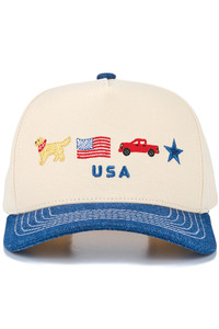 CC BEANIE USA Letter with Icons Embroidered on Two Tone Baseball Cap Trucker Hat