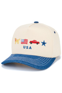 CC BEANIE USA Letter with Icons Embroidered on Two Tone Baseball Cap Trucker Hat