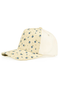 CC BEANIE Floral Pattern Two Tone Criss-Cross Back Ponytail Baseball Cap Trucker Hat