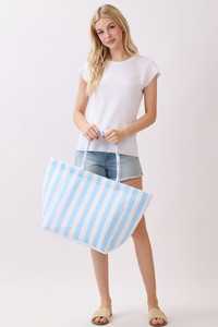 STRIPED Pattern Two Tone Terry Tote Bag
