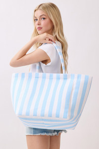 STRIPED Pattern Two Tone Terry Tote Bag