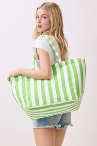 STRIPED Pattern Two Tone Terry Tote Bag