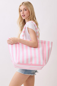 STRIPED Pattern Two Tone Terry Tote Bag