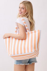 STRIPED Pattern Two Tone Terry Tote Bag