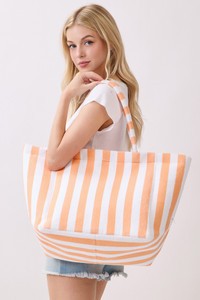 STRIPED Pattern Two Tone Terry Tote Bag