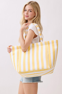 STRIPED Pattern Two Tone Terry Tote Bag