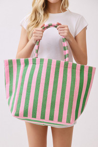 STRIPED Pattern Two Tone Terry Tote Bag