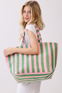 STRIPED Pattern Two Tone Terry Tote Bag