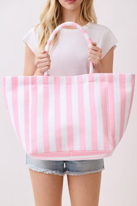 STRIPED Pattern Two Tone Terry Tote Bag