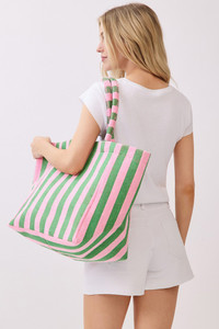STRIPED Pattern Two Tone Terry Tote Bag