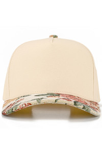 CC BEANIE Flower Jacquard Pattern Brim on Two Tone Baseball Cap Trucker Hat