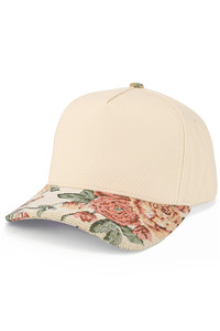 CC BEANIE Flower Jacquard Pattern Brim on Two Tone Baseball Cap Trucker Hat