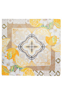 Orange with Flower with Multi Pattern Print Light Weight Silky All Season Bandana Scarf

