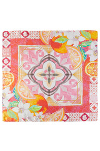 Orange with Flower with Multi Pattern Print Light Weight Silky All Season Bandana Scarf
