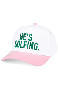 C.C HE'S GOLFING Letter Embroidered on Two Tone Baseball Cap Trucker Hat

