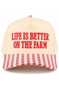 CC BEANIE LIFE IS BETTER ON THE FARM Letter Embroidered Two Tone Baseball Cap Trucker Hat