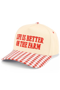 CC BEANIE LIFE IS BETTER ON THE FARM Letter Embroidered Two Tone Baseball Cap Trucker Hat