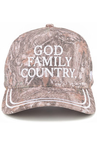 CC BEANIE GOD FAMILY COUNTRY Letter Embroidered Two Tone Baseball Cap Trucker Hat