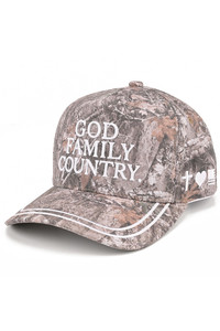 CC BEANIE GOD FAMILY COUNTRY Letter Embroidered Two Tone Baseball Cap Trucker Hat