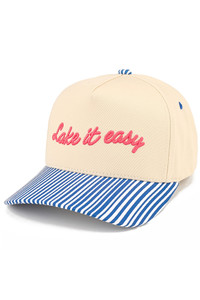 CC BEANIE LAKE IT EASY Letter Embroidered Two Tone Baseball Cap Trucker Hat