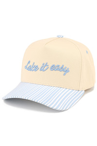 CC BEANIE LAKE IT EASY Letter Embroidered Two Tone Baseball Cap Trucker Hat