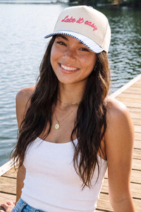 CC BEANIE LAKE IT EASY Letter Embroidered Two Tone Baseball Cap Trucker Hat