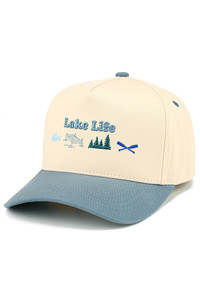 CC BEANIE LAKE LIFE Letter with Icons Embroidered Two Tone Baseball Cap Trucker Hat