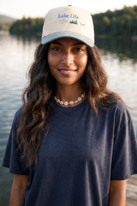 CC BEANIE LAKE LIFE Letter with Icons Embroidered Two Tone Baseball Cap Trucker Hat