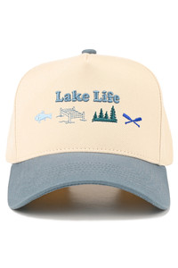 CC BEANIE LAKE LIFE Letter with Icons Embroidered Two Tone Baseball Cap Trucker Hat