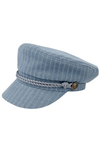 CC BEANIE Denim Pin Stripe Pattern with Rope Fisherman Cap