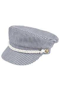 CC BEANIE Cotton Pin Stripe Pattern with Rope Fisherman Cap