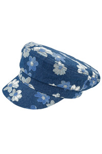 CC BEANIE Floral Pattern Print Denim Fisherman Cap