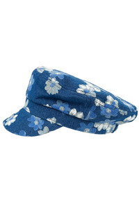 CC BEANIE Floral Pattern Print Denim Fisherman Cap