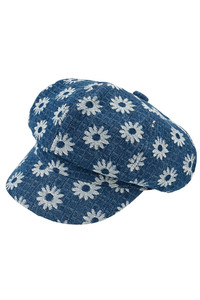 CC BEANIE Flower Pattern Denim Newsboy Cap