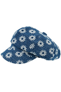 CC BEANIE Flower Pattern Denim Newsboy Cap