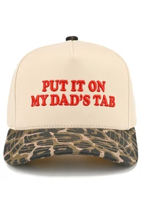 CC BEANIE Junior PUT IT ON MY DAD'S TAB Letter Embroidered KIDS Snapback Trucker Hat Baseball Cap