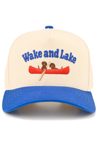 CC BEANIE WAKE AND LAKE Letter Embroidered with Dogs Two Tone Baseball Cap Trucker Hat