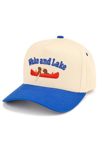 CC BEANIE WAKE AND LAKE Letter Embroidered with Dogs Two Tone Baseball Cap Trucker Hat