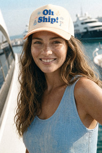 CC BEANIE OH SHIP Letter Embroidered with Icons Two Tone Baseball Cap Trucker Hat
