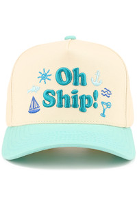 CC BEANIE OH SHIP Letter Embroidered with Icons Two Tone Baseball Cap Trucker Hat
