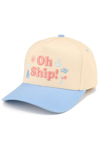CC BEANIE OH SHIP Letter Embroidered with Icons Two Tone Baseball Cap Trucker Hat