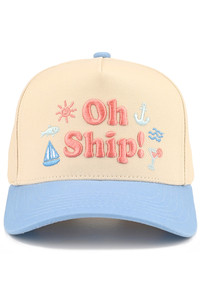 CC BEANIE OH SHIP Letter Embroidered with Icons Two Tone Baseball Cap Trucker Hat