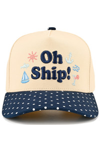 CC BEANIE OH SHIP Letter Embroidered with Icons Two Tone Baseball Cap Trucker Hat