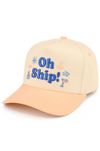 CC BEANIE OH SHIP Letter Embroidered with Icons Two Tone Baseball Cap Trucker Hat
