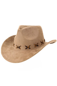 Leopard Pattern X Stitching Faux Suede Cowboy Hat