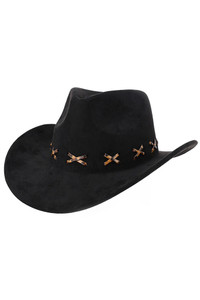 Leopard Pattern X Stitching Faux Suede Cowboy Hat