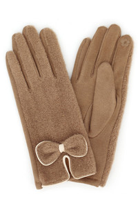 Bow-Knot Soft Boucle Texture Touchscreen Gloves