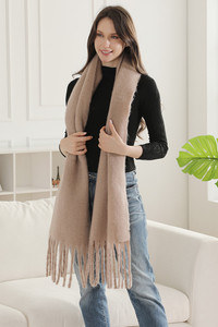 Solid Color Fringe Oblong Winter Scarf
