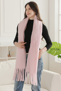 Solid Color Fringe Oblong Winter Scarf