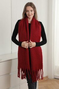Solid Color Fringe Oblong Winter Scarf